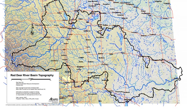 Red Deer Watershed map