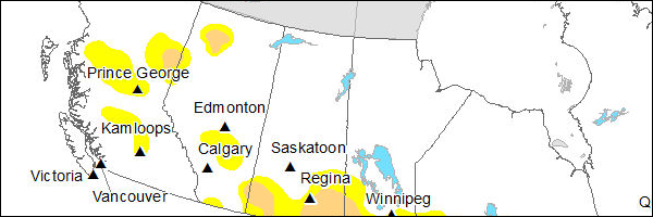 A map of drought impacted areas in 2013