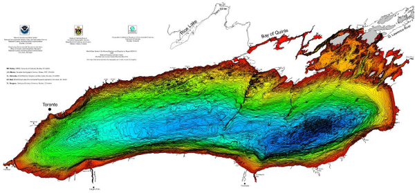 Colour bathymetric map of Lake Ontario