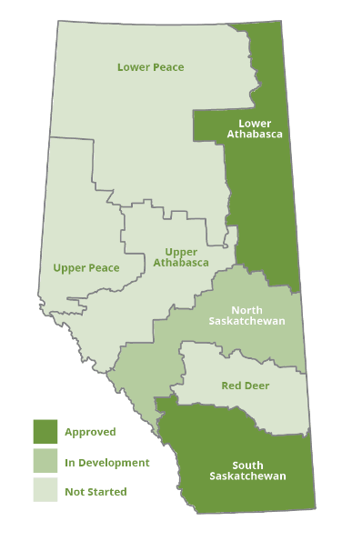 Land Use Planning Hub map of the seven planning regions of Alberta.