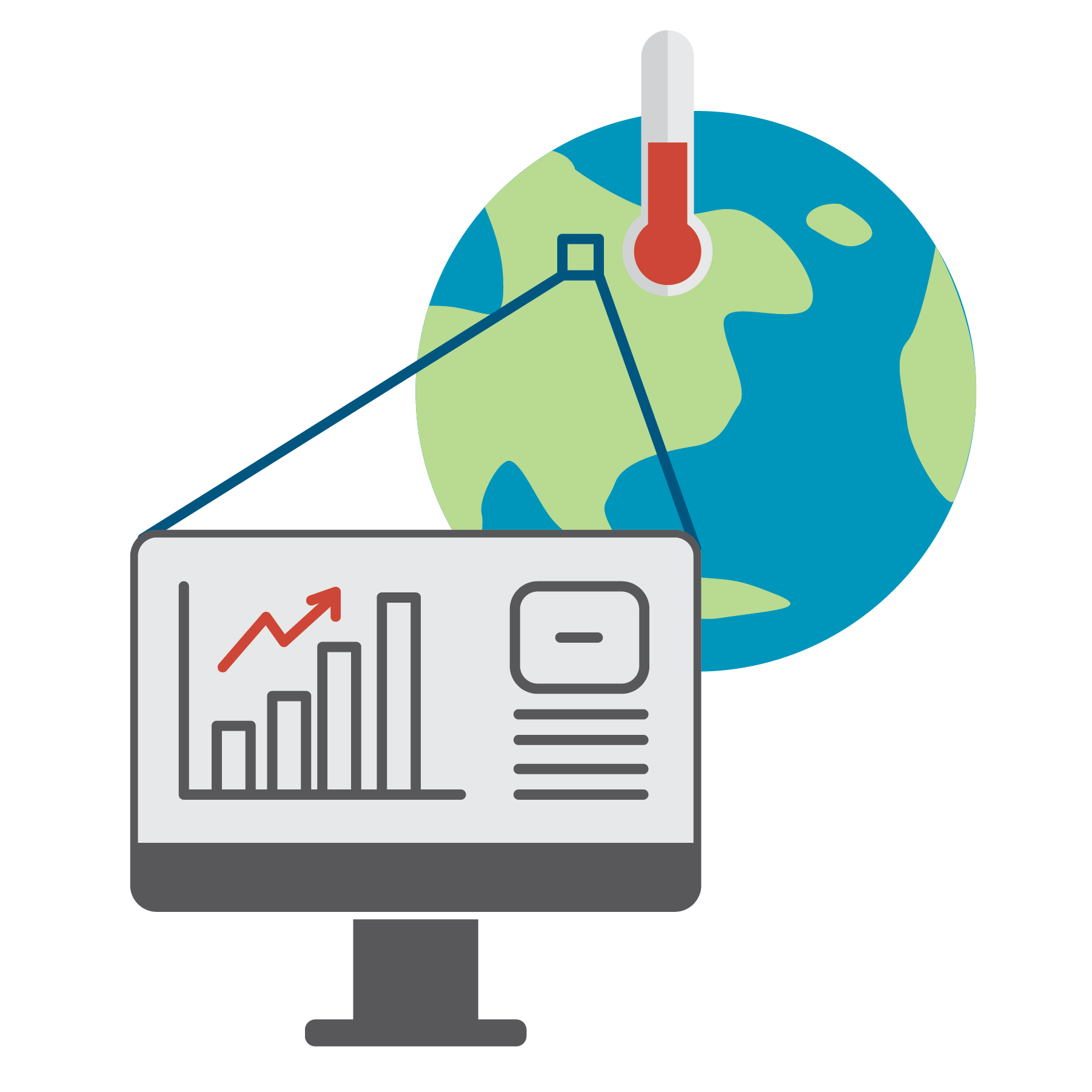 A graphic demonstrating climate models as a means to study the impacts of climate change.