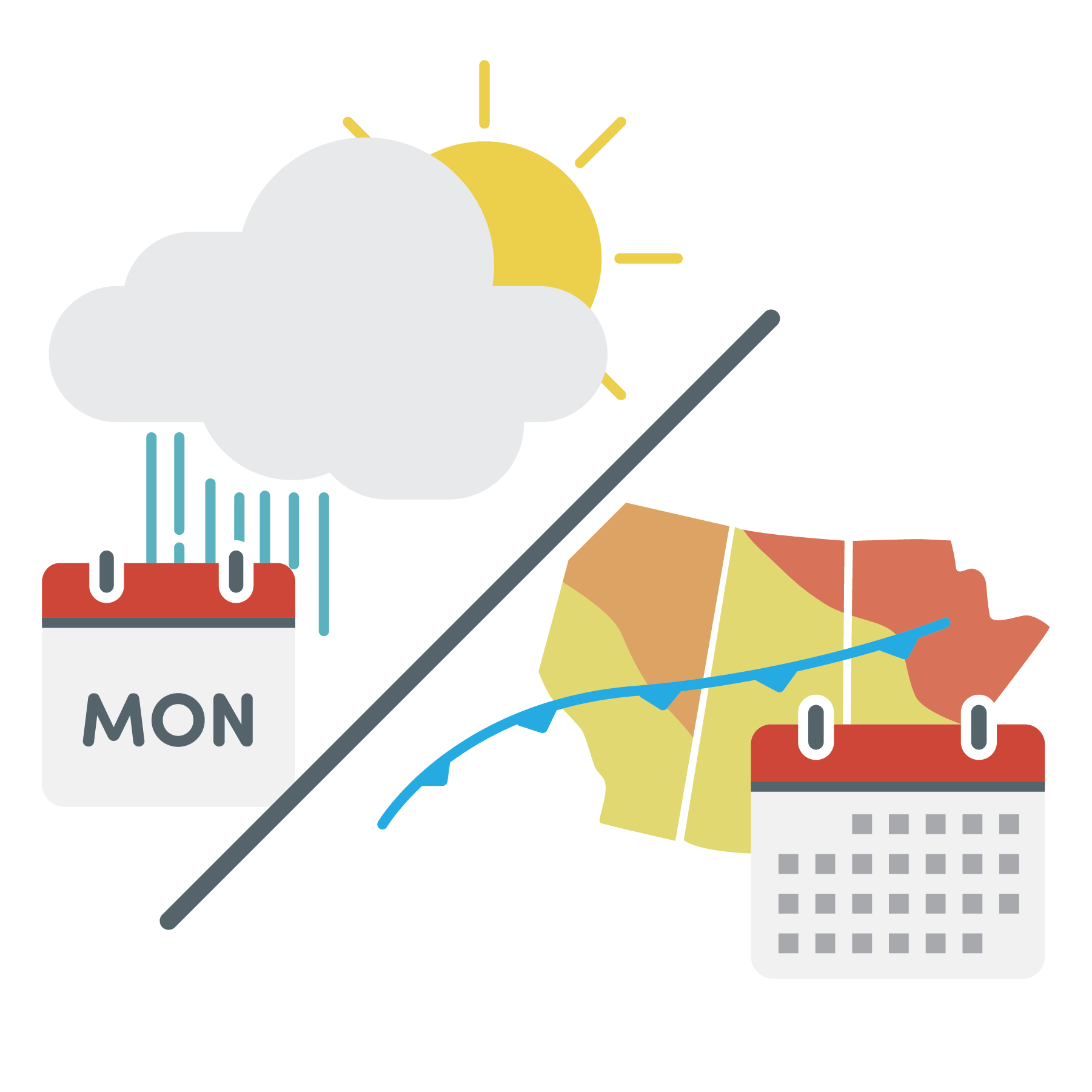 A graphic demonstrating the distinction of climate versus weather.