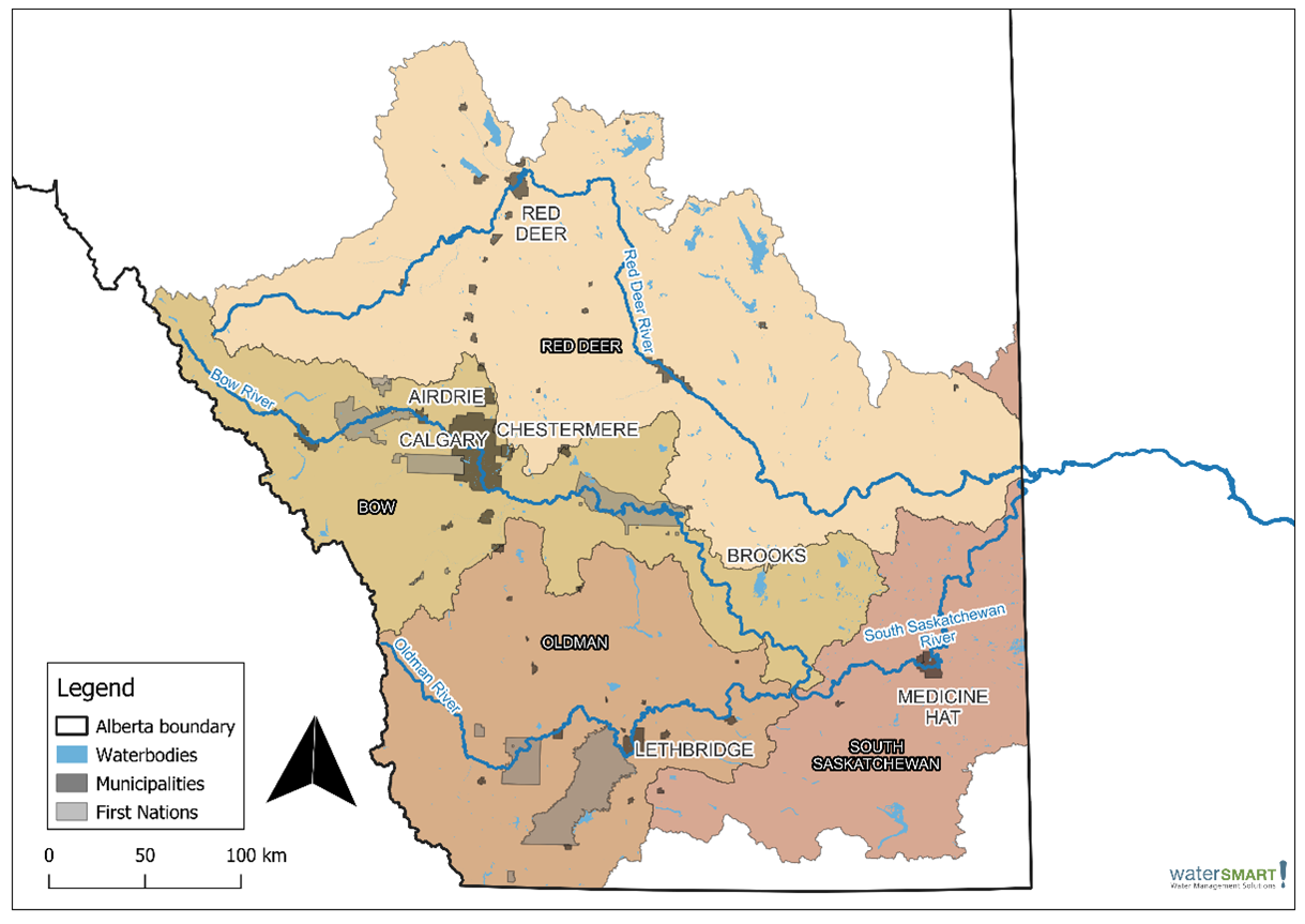 Geographical location of the South Saskatchewan River basin, Canada.